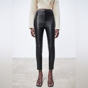 Zara Black Faux Leather Pants Size S